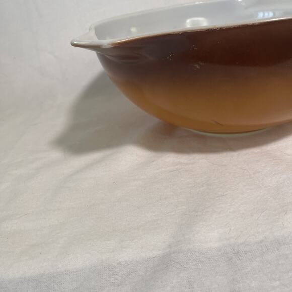 Vintage Pyrex Old Orchard Brown 4 Qt Cinderella Mixing Bowl #444 Made in USA - Picture 3 of 9